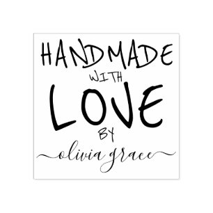 Handmade with love custom personalized typography rubber stamp