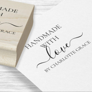 Handmade with love custom personalized typography rubber stamp