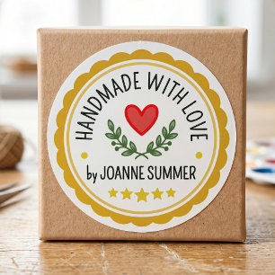 Handmade With Love - Customizable Brand Packaging Classic Round Sticker