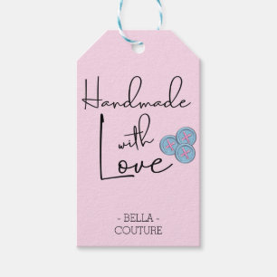 Handmade with Love Cute Buttons Pink Gift Tags
