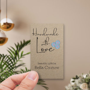 Handmade with Love Cute Buttons Rustic Kraft Business Card