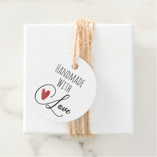 Handmade With Love Cute Little Red Heart Favour Tags