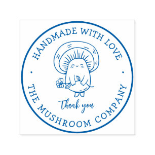 Handmade With Love Cute Mushroom Product Label Self-inking Stamp