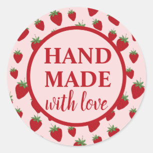 Handmade with Love cute Strawberry Classic Round Sticker
