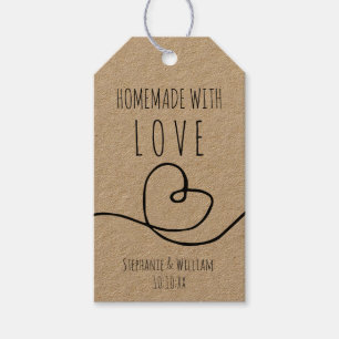 Handmade with Love Doodle Heart  Wedding Favour Gift Tags