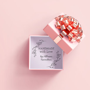 Handmade With Love Doodle Wreath Custom Name Rubber Stamp