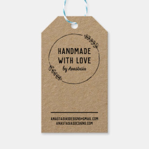 Handmade with Love Doodle Wreath Kraft Show Tags