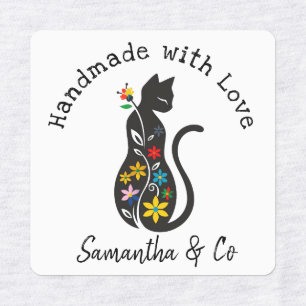 Handmade with Love Elegant Cat with Flowers