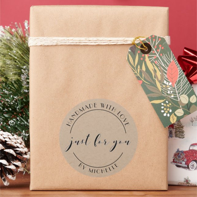 Handmade With Love Elegant Personalized Sticker (Holiday)