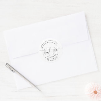 Handmade With Love Elegant Thank You Sticker