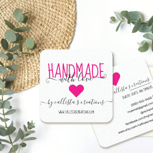 Handmade With Love Etsy Home Crafter Art Fair Square Business Card