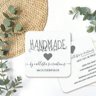 Handmade With Love Etsy Home Crafter Art Fair Square Business Card