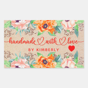 Handmade with Love Floral Sticker