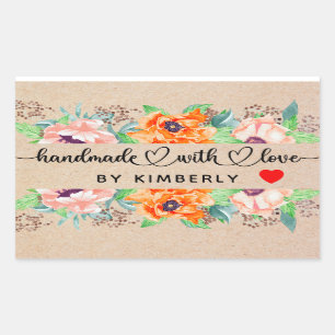 Handmade with Love Floral  Sticker