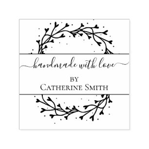 Handmade with Love flower Rubber Stamp