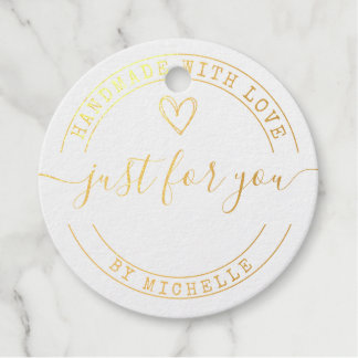 Handmade With Love foil monogram Favour Tags