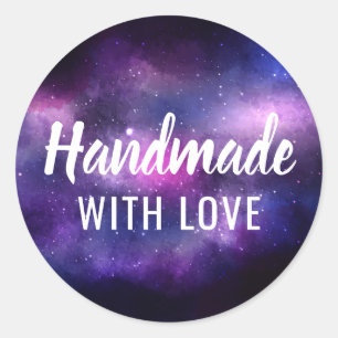 Handmade With Love Galaxy Space Stars Ultra Violet Classic Round Sticker