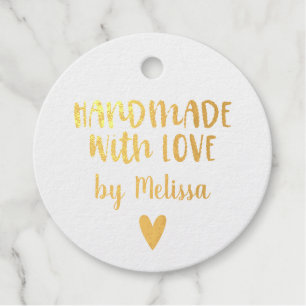 Handmade with love Gold Foil Holiday Favour Tag