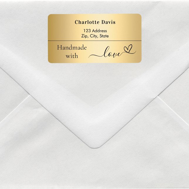 Handmade with love gold name return address label (Creator Uploaded)
