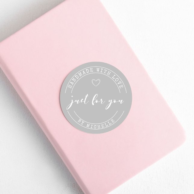 Handmade With Love Grey Personalized Sticker (Creator Uploaded)