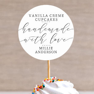 Handmade with Love Handwritten Script Business Classic Round Sticker