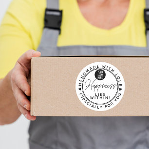 Handmade With Love happiness mail small business Classic Round Sticker