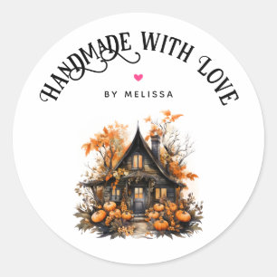 Handmade with Love Haunted House Halloween Classic Round Sticker