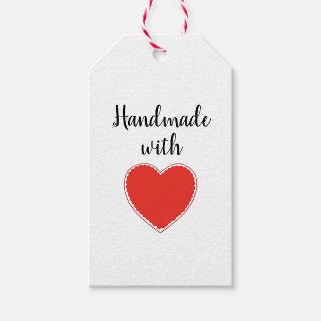 Handmade with Love Heart Gift Tag (Front)