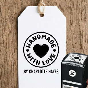 Handmade With Love Heart Round Small Business Self-inking Stamp