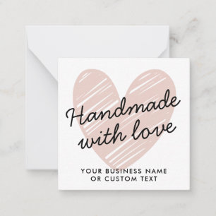Handmade with Love Heart Thank You Candle Care Card