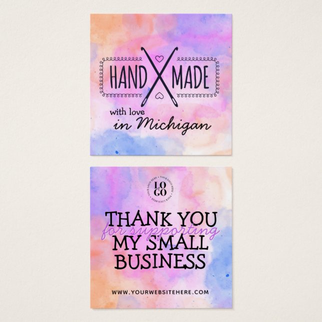 Handmade with love in your [Location] insert card (Front & Back)