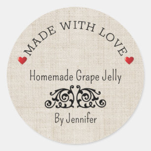 Handmade With Love Jam Label Hearts