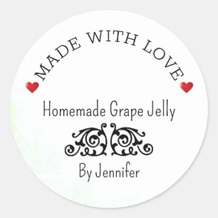 Handmade With Love Jam Label Hearts Canning Food