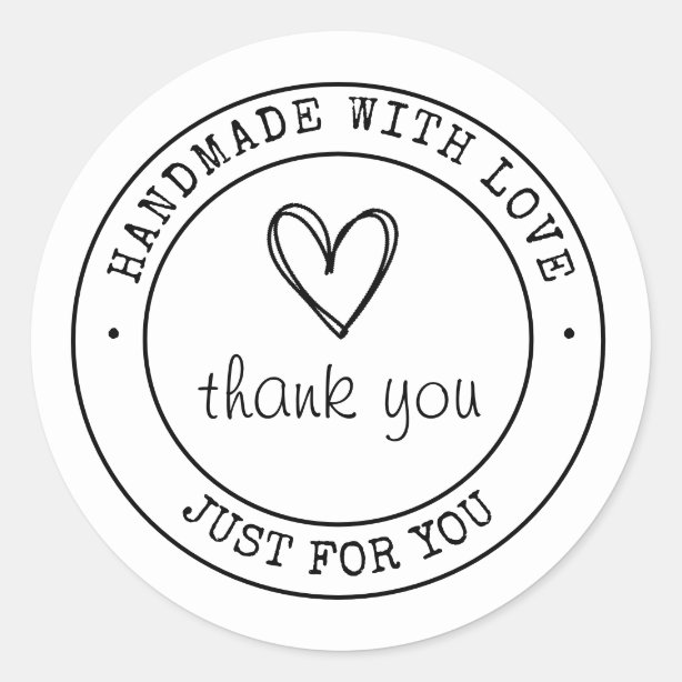 Handmade With Love Stickers | Zazzle CA