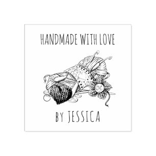 Handmade with Love Knitting and Crochet Yarn Rubber Stamp