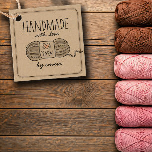 Handmade with Love Knitting Yarn Kraft Thank You Favour Tags
