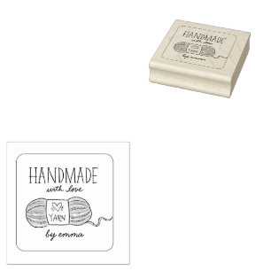 Handmade with Love Knitting Yarn Rubber Stamp