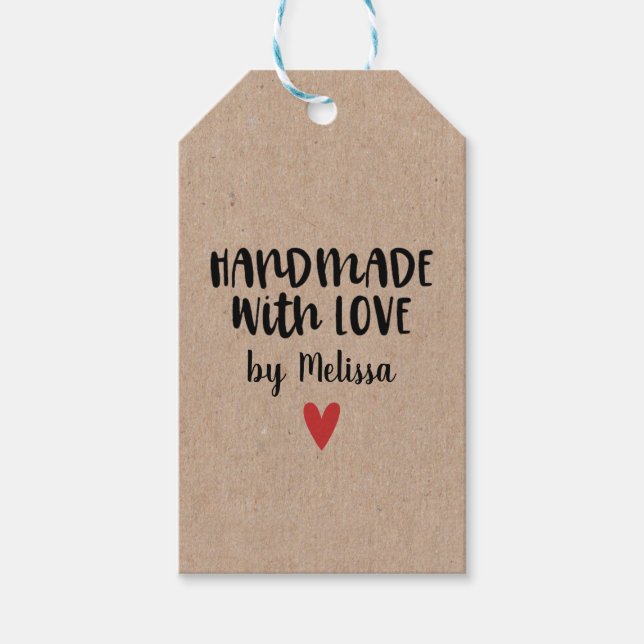 Handmade With Love Kraft Gift Tags (Front)