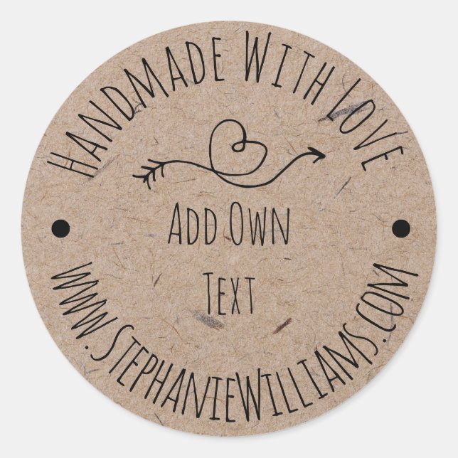 Handmade with Love Kraft Paper Label | Hand Drawn (Front)