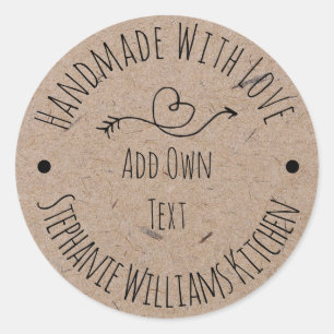 Handmade with Love Kraft Paper Label   Hand Drawn
