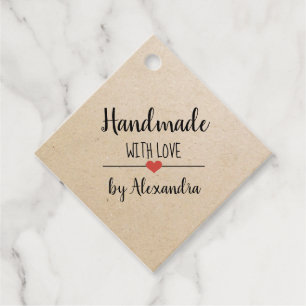 Handmade with love kraft script custom favour tags