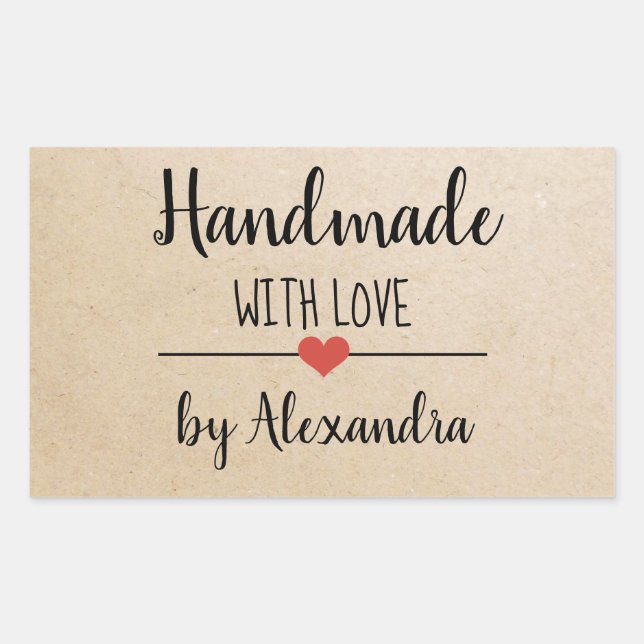 Handmade with love kraft script custom sticker (Front)