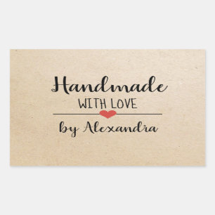 Handmade with love kraft script custom sticker