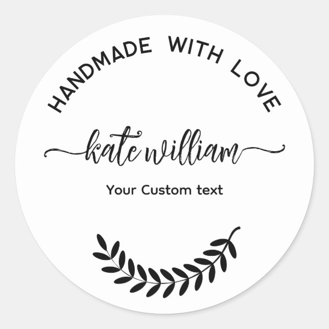 Handmade with love laurel leaf Product label (Front)