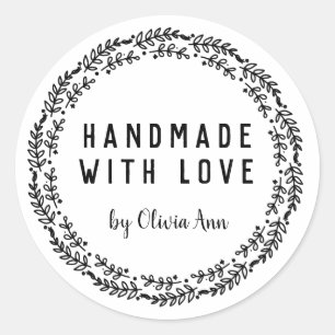 Handmade with Love Laurel  Personalized Sticker