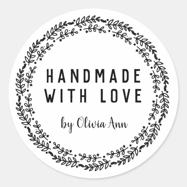 Handmade with Love Laurel  Personalized Sticker (Front)