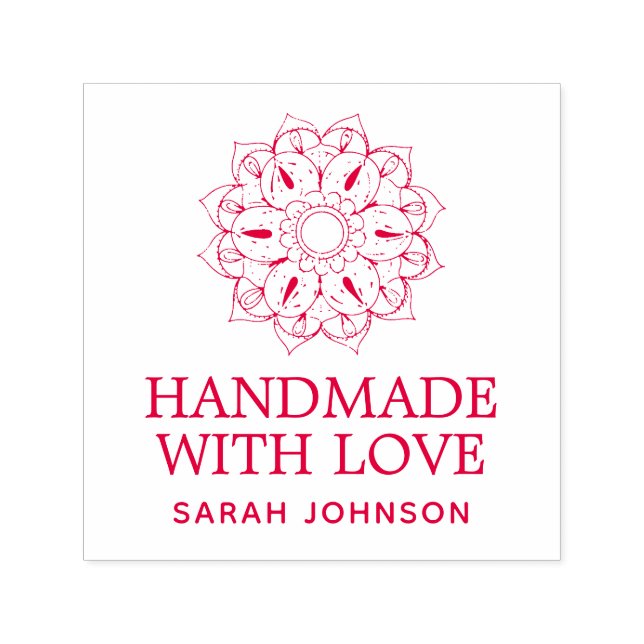 Handmade With Love Lotus Flower Personalized Self-inking Stamp (Design)