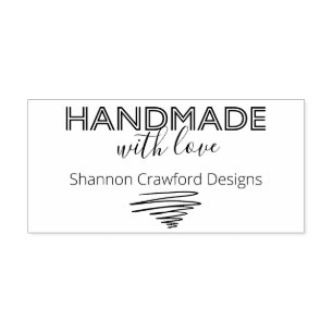 Handmade with Love Modern Retro Signature Scribble Rubber Stamp