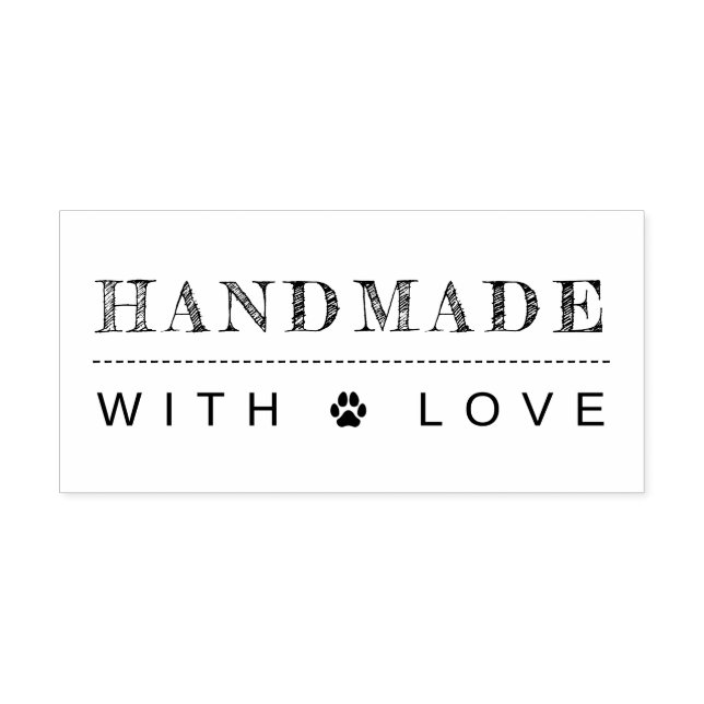 Handmade With Love Paw Print Rubber Stamp (Imprint)