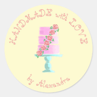HANDMADE with LOVE personalised tier cake Classic  Round Sticker